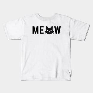 meow, text design, word art with black cat head Kids T-Shirt